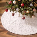 Civaner 48in Cream White Snowflake Christmas Tree Skirt Faux Fur by Civaner