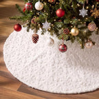 Civaner 48in Cream White Snowflake Christmas Tree Skirt Faux Fur by Civaner