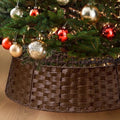 26in Christmas Tree Collar, Natural Woven Rustic & Farmhouse Holiday Decoration, 5-Piece Rattan Tree Skirt Ring Accessory for Xmas Artificial Trees(Brown) by BINSUNS