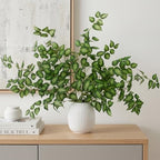 Daynight 12 Pcs Artificial Eucalyptus Leaves Stems, 35″ Long Stem Silk Plum Foliage Branches, Flexible Silk Faux Greenery for Farmhouse, Home, Kitchen and Table Centerpiece DIY Decor (12, Green) - Image 2