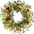 24 Inch Spring Wreath for Front Door, Summer Wildflower Wreath with Colorful Flowers & Eucalyptus, Artificial Year Round for Farmhouse Home Decor Indoor Outdoor by Pudate