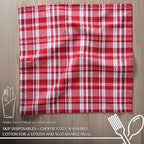 Ramanta Home Plaid Overstitch Christmas Cloth Napkins Set of 12 - Red - Image 5