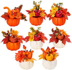 8 PCS Faux Pumpkins Mini Artificial Pumpkins for Fall Halloween Thanksgiving Holiday Home Mantel Tabletop Painting Decorations by Keeplush
