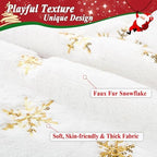 72 Inches Christmas Tree Skirt for Xmas Tree Holiday Party Decorations White Plush Gold Sequin Snowflake - Image 3