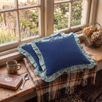patdrea Vintage Navy Blue Linen Throw Pillow Covers,Set of 2,22"x22"-Kubum - Image 4