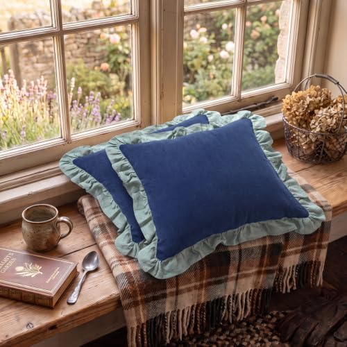 patdrea Vintage Navy Blue Linen Throw Pillow Covers,Set of 2,22"x22"-Kubum - Image 4
