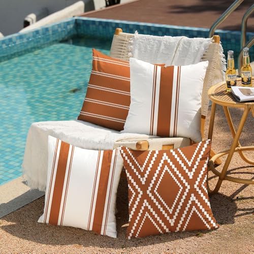 DFXSZ Outdoor Rust Waterproof Geometry Pillow Covers 20x20 Set of 4 - Image 4