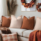 ZWJD Throw Pillow Covers 20x20 Set of 2 Striped Pillow Covers with Fringe Chic Cotton Decorative Pillows Square Cushion Covers for Sofa Couch Bed Living Room Farmhouse Decor - Image 2