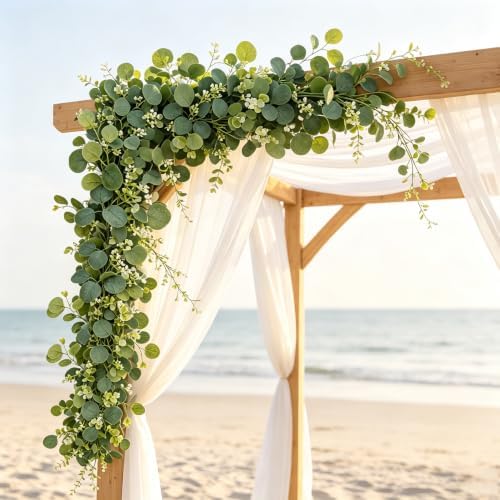 Faux Eucalyptus Garland 4 Pack, 5.9 Ft Each for Wedding Tables - Image 6