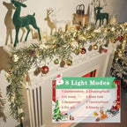 6FT Christmas Garland with Lights, Christmas Decorations Indoor Outdoor Pre-lit Artificial Pine Garland with Battery Operated Timer, Home Holiday Decor Flocked Garland for Mantel Window Stairs Wall - Image 5