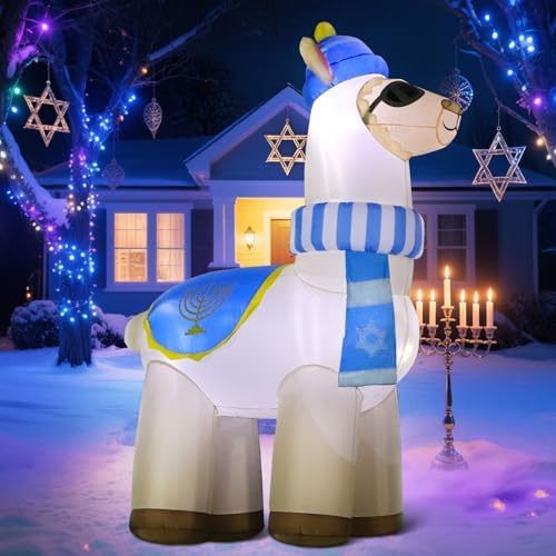 DomKom 6FT Hanukkah Inflatable Llama Decorations,Chanukah Blow up with Star of David and Menorah,Build-in Led Light for Party Yard Holiday Outdoor Decor - Image 3