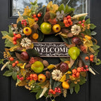 24 Inch Fall Wreaths for Front Door, Autumn Harvest Wreath with Pears by wreathqueen