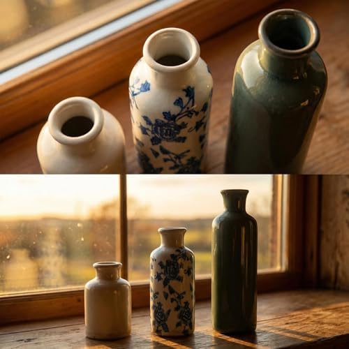 3Pcs Vintage Blue White Floral Ceramic Vase Set, Chinoiserie Farmhouse Decor Vases for Home Table Kitchen Living Room - Image 6