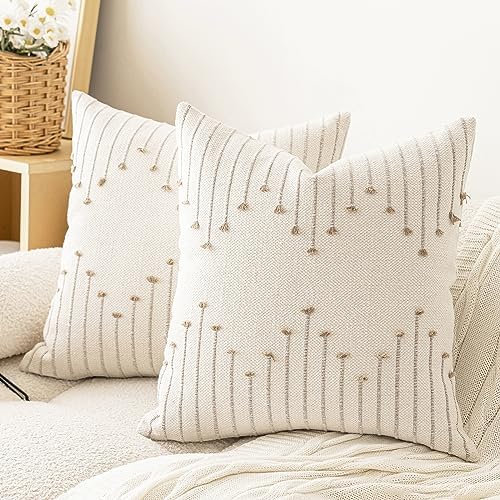 LILEPOY Boho Throw Pillow Covers 18x18 Farmhouse Decorative Pillow case by LILEPOY