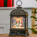 Christmas Village Snow Globe Lighted Flying Santa Scene, Musical Snow Water Lantern Swirling Glittering Home Decoration and Gift, Battery Operated or USB Powered by MXwcy