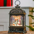 Christmas Village Snow Globe Lighted Flying Santa Scene, Musical Snow Water Lantern Swirling Glittering Home Decoration and Gift, Battery Operated or USB Powered by MXwcy