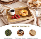 Rattan Serving Tray, Including 3 Sizes of Woven Rectangle Basket Trays - Image 5