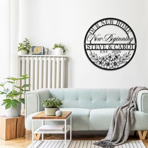 Personalized Home Sweet Home Metal Sign, Custom Name Housewarming Gifts for Couples, New Home Wall Decor, First Home Gift for Men Women, Indoor Outdoor Wall Art for Living Room,Porch,Bedroom (Style 8) - Image 3