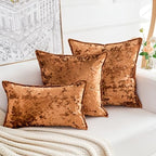 Premium Series, Crushed Velvet Throw Pillow Covers, Luxury Thick Cushion Cases for Home Decor, Burnt Orange, 12x20 Inch, Covers Only by HERAYLI