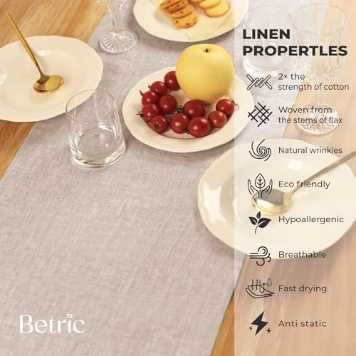 100% Pure Linen Table Runner 108 Inches Long, Coffee Table Runner,Farmhouse Style, 14×108 Inches, Perfect for Spring, Summer, Dining Table, Holiday Decor and Dresser -Athena -Oyster Grey - Image 4
