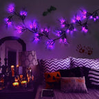[ 8 Modes & Timer ] 9 Ft 66 LED Halloween Willow Vine Twig Decor Garland Decorations with Purple Lights, Halloween Garland with Battery Operated Waterproof for Home Wall Fireplace Mantle Decorations - Image 4