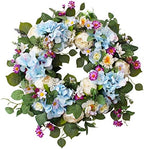 24" Spring Summer Wreaths for Front Door,Spring Summer Door Wreaths,Large Blue Hydrangea Wreaths for Outdoor Porch Farmhouse Home Decor by Ecerangus