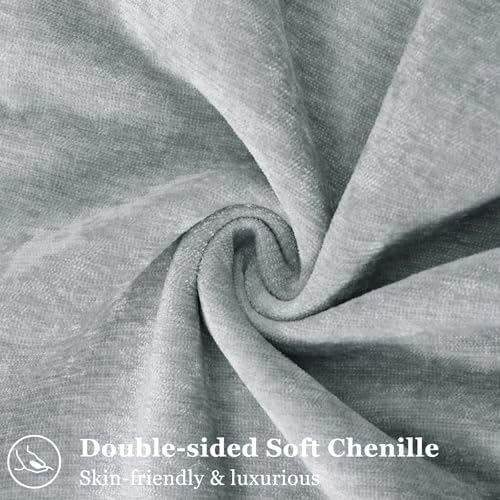 decorUhome Chenille Ultimate Gray Throw Pillow Covers 24x24 Set of 2 - Image 2