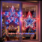 2 Pcs 4th of July Window Decorations Lights, 13.8In Red White and Blue Lights Patriotic Star Light Battery Operated with Timer & 8 Modes 4th of July Decorations Indoor for Home Porch - Image 4