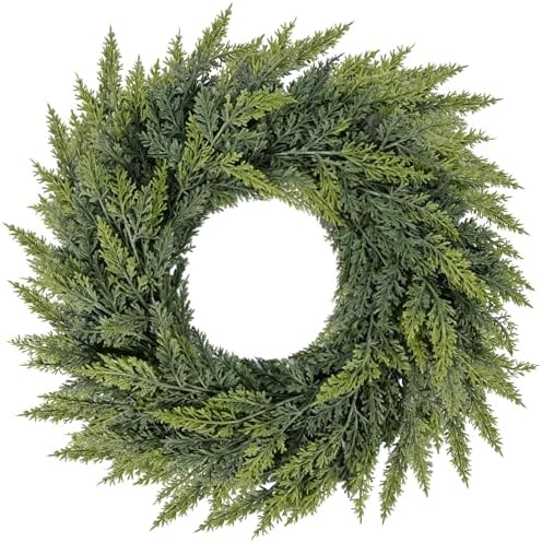 Christmas Cedar Wreath for Front Door Decoration, 24 in by Fashlits