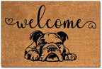 Funny Coir Doormat Bulldog Welcome Front Door Porch Patio Entry Decor Mat For The Entrance Way Outdside Enter Personalized Heavy-Duty PVC Back Non Slip Outdoor Coconut Doormat 23.6 x 15.7 inch by XTDJJKK