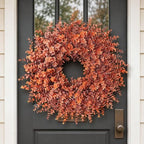 26" Artificial Fall Eucalyptus Wreath for Front Door Decoration (Orange) - Image 2