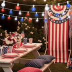 LAMPHOME 2-Pack 26Ft Outdoor Red White Blue String Lights, Patriotic Patio Light with 12+1 Edison Bulbs, LED Shatterproof String Lights for Outside Bistro Christmas Patio Party Decorations - Image 3