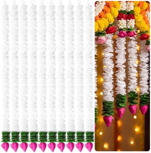Suncalla 10 Pcs Diwali Decorations 32 Inch Lotus Hangings Indian Garlands by Unknown