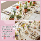 Lounsweer 3 Pcs Apricot Wildflower Table Runner 10ft Embroidery Tulle - Image 3