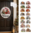 Interchangeable Welcome Sign for Front Door, 12" Wood Seasonal Door Decor by Unknown