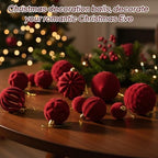 48 Pcs Velvet Christmas Ball Ornaments,Flocked Christmas Tree Decorations,Xmas Tree Decor,Hanging Balls Ornaments with Loop,Decoration for Xmas,Holiday,Wedding,Home Decor,Multi-Shape (Burgundy) - Image 3