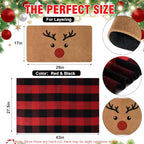 2-Piece Christmas Door Mat Set, Coir Front Door Mat & Red Black Plaid Mat - Image 2