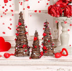 DoubleFill 3 Pcs Valentine's Day Table Rattan Trees-Valentine's Table Rattan Trees with Berries, Red Pink White Heart Centerpieces Decorations for Wedding Anniversary Party, Romantic Home Decor - Image 4