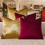 GIGIZAZA Pack of 4 Decorative Velvet Pillow Covers 20x20 Burgundy Gold by GIGIZAZAFocusingonhomedecoration