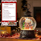 Christmas Snow Globe Lighted Gingerbread House Scene, Musical Snow Water Lantern Swirling Glittering Home Decoration and Gift, Battery Operated or USB Powered - Image 4