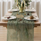Sage Green Cheesecloth Table Runner 120 Inches for Party Home Decorations - Image 3