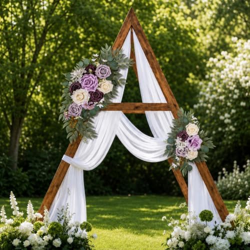 AitnWoy Artificial Wedding Arch Flowers Kit 2 PCS Dust Rose Flowers Silk Peony Floral Swag Welcome Sign for Wedding Ceremony Party Home Garland Decor (Purple) - Image 3