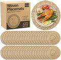 Elcoho 40 Pieces Round Woven Placemats 13.8 Inch Boho Rattan Placemats Farmhouse Braided Place Mats Woven Plate Chargers Rustic Wicker Table Mats for Dining Table by Elcoho