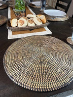 Senegal Placemats/African Bohemian Woven Seagrass Placemats/Natural Wicker Round Basket Placemats/Decorative Hanging Wicker Plates/Hanging Wall Decor (Black) - Image 6