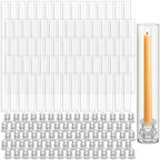 Teenyyou 12 Set Glass Hurricane Candle Holders Candlestick Bulk 12.6",Clear by Teenyyou