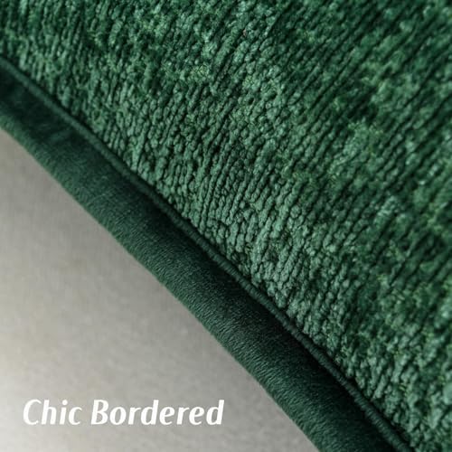 FUTEI Pack of 2 Chenille Soft Throw Pillow Covers 24x24 Inch, Dark Green - Image 3