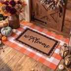 2 Pcs Fall Welcome Mats for Front Door Layered Buffalo Plaid Outdoor Rug by Unknown
