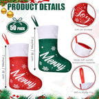 HooLing 50 Pcs 7 Inch Mini Christmas Stockings Bulk, Green, Basic - Image 2