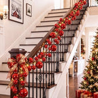2 Pcs 9 ft Christmas Ball Ornament Garland, Red - Image 4