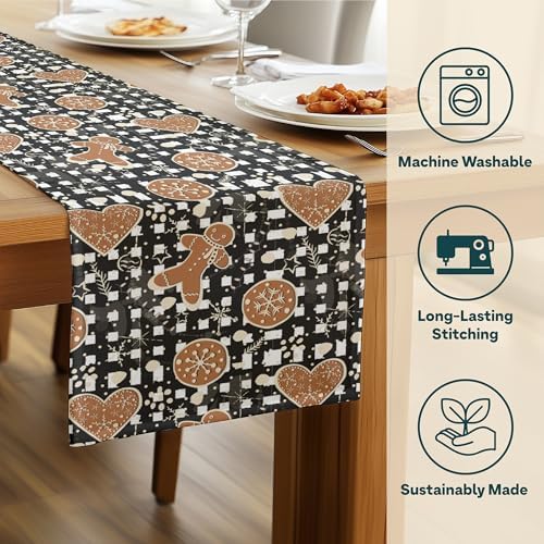 Christmas Table Runners | Gingerbread Plaid | Seasonal Table Decorations | Home Kitchen Decor | Made in The USA | Stain Resistant | 14" x 108" Long - Image 2